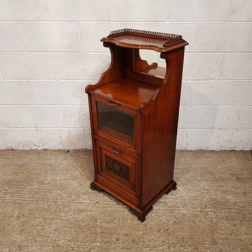 A MAHOGANY NARROW SIDE CABINET C1890 - ADDITIONAL PHOTO 3