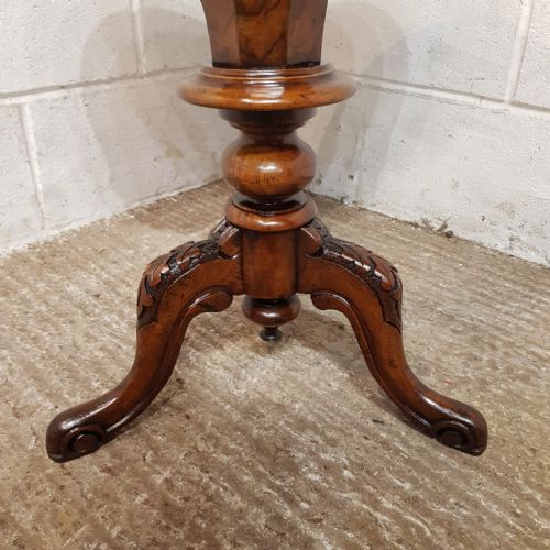 A VICTORIAN BURR WALNUT TRUMPET WORK BOX C1870 - ADDITIONAL PHOTO 2