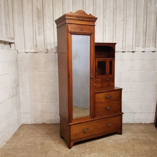 AN ASH LATE VICTORIAN COMBINATION WARDROBE C1900 - ADDITIONAL PHOTO 1