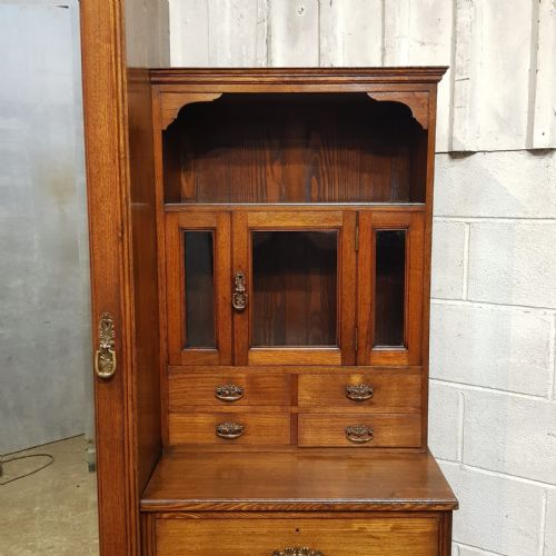 AN ASH LATE VICTORIAN COMBINATION WARDROBE C1900 - ADDITIONAL PHOTO 3