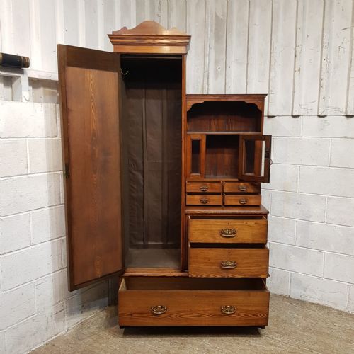 AN ASH LATE VICTORIAN COMBINATION WARDROBE C1900 - ADDITIONAL PHOTO 4