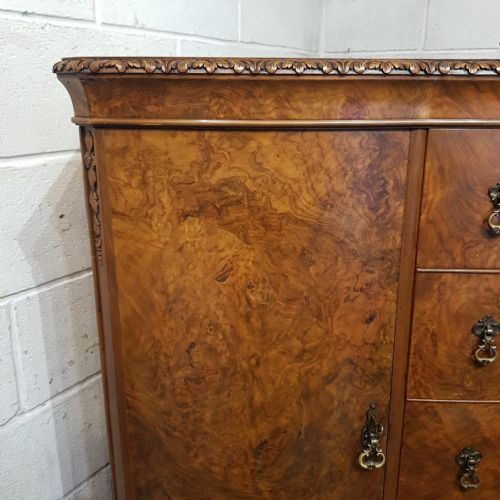 A BURR WALNUT SERPENTINE FRONTED TALL BOY C1920 - ADDITIONAL PHOTO 1