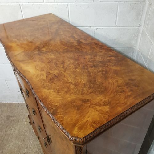 A BURR WALNUT SERPENTINE FRONTED TALL BOY C1920 - ADDITIONAL PHOTO 3