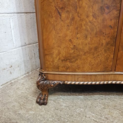 A BURR WALNUT SERPENTINE FRONTED TALL BOY C1920 - ADDITIONAL PHOTO 4