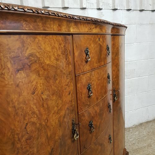 A BURR WALNUT SERPENTINE FRONTED TALL BOY C1920 - ADDITIONAL PHOTO 7