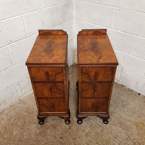fig 1. A PAIR OF ART DECO BURR WALNUT BEDSIDE CHESTS C1920
