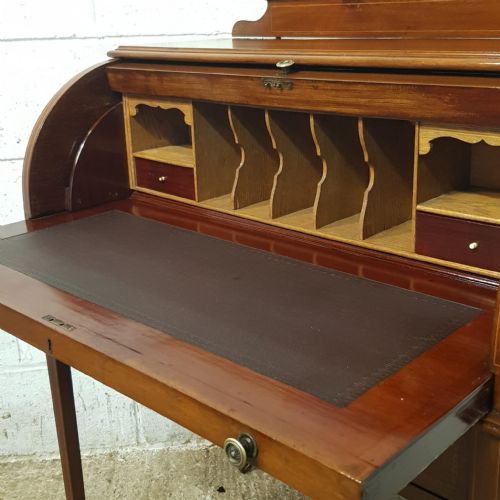 AN EDWARDIAN BARREL FRONTED DESK C1900 - ADDITIONAL PHOTO 4