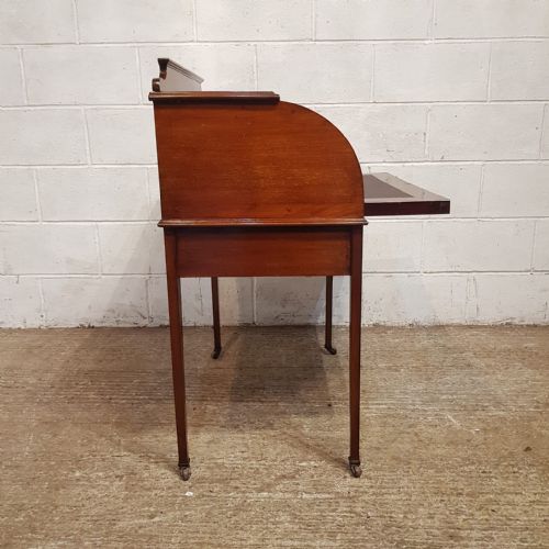 AN EDWARDIAN BARREL FRONTED DESK C1900 - ADDITIONAL PHOTO 5