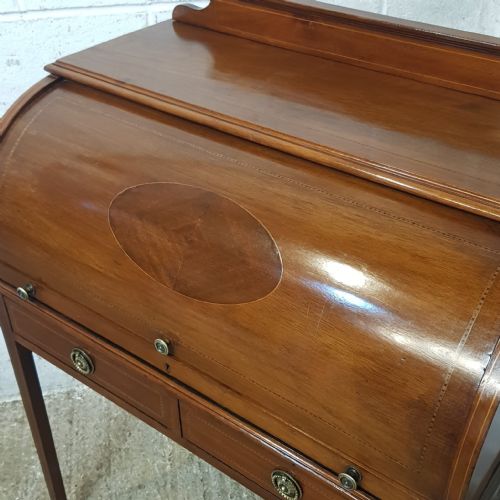 AN EDWARDIAN BARREL FRONTED DESK C1900 - ADDITIONAL PHOTO 7