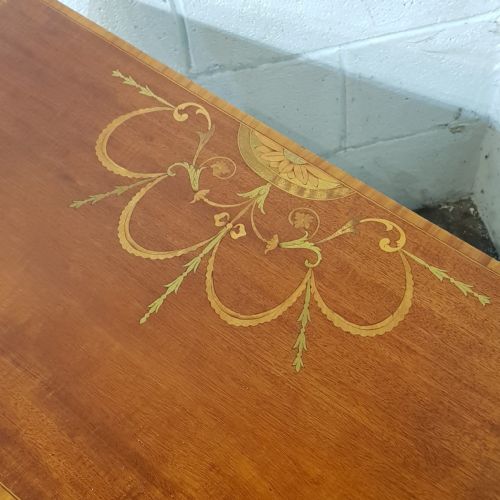 A REGENCY MAHOGANY INLAID DEMI LUNE FOLD OVER GAMES SIDE TABLE C1810 - ADDITIONAL PHOTO 2