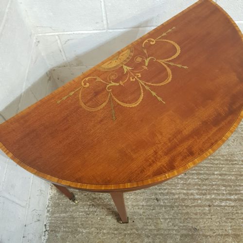 A REGENCY MAHOGANY INLAID DEMI LUNE FOLD OVER GAMES SIDE TABLE C1810 - ADDITIONAL PHOTO 4