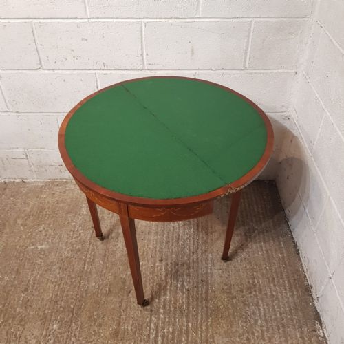 A REGENCY MAHOGANY INLAID DEMI LUNE FOLD OVER GAMES SIDE TABLE C1810 - ADDITIONAL PHOTO 6