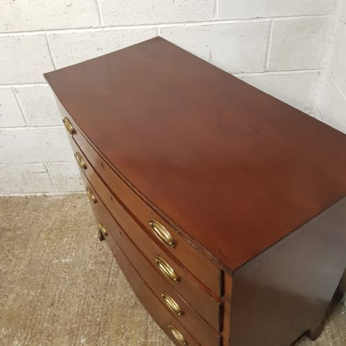 A LATE GEORGE 3RD MAHOGANY BOW FRONTED 4HT CHEST OF DRAWERS C1820 - ADDITIONAL PHOTO 3