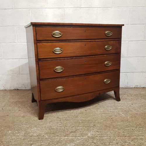A LATE GEORGE 3RD MAHOGANY BOW FRONTED 4HT CHEST OF DRAWERS C1820 - ADDITIONAL PHOTO 4