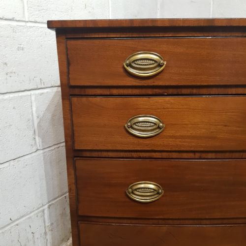 A LATE GEORGE 3RD MAHOGANY BOW FRONTED 4HT CHEST OF DRAWERS C1820 - ADDITIONAL PHOTO 5