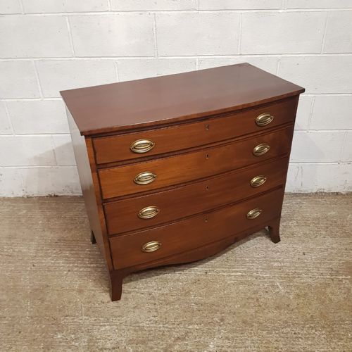 A LATE GEORGE 3RD MAHOGANY BOW FRONTED 4HT CHEST OF DRAWERS C1820 - ADDITIONAL PHOTO 6