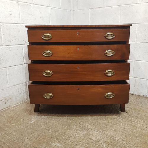 A LATE GEORGE 3RD MAHOGANY BOW FRONTED 4HT CHEST OF DRAWERS C1820 - ADDITIONAL PHOTO 7