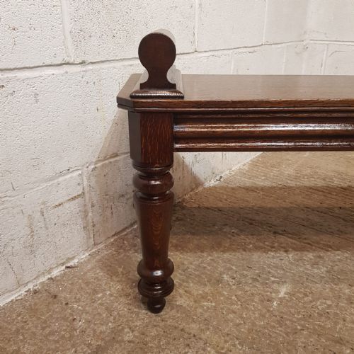 A LONG VICTORIAN OAK HALL SEAT C1880 - ADDITIONAL PHOTO 4