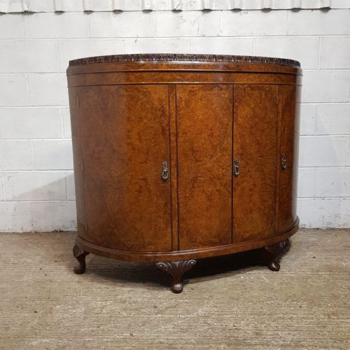 A BURR WALNUT DEMI LINE DRINKS CABINET C1920 - ADDITIONAL PHOTO 1