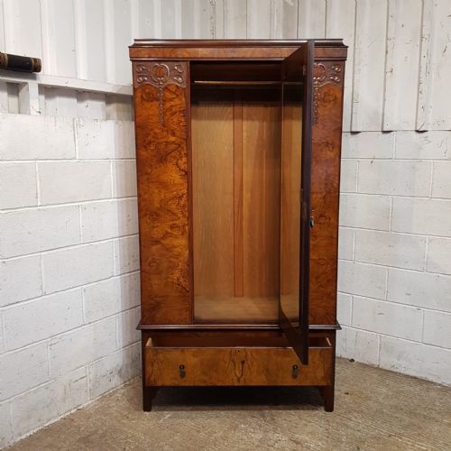 A BURR WALNUT SINGLE WARDROBE C1920 - ADDITIONAL PHOTO 2