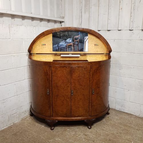 A BURR WALNUT DEMI LINE DRINKS CABINET C1920 - ADDITIONAL PHOTO 9