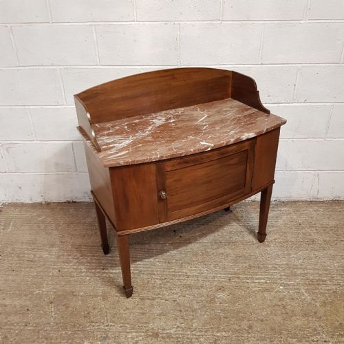 A VICTORIAN BOW FRONTED MARBLE TOPPED WASH STAND C1880 - ADDITIONAL PHOTO 1