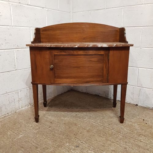 A VICTORIAN BOW FRONTED MARBLE TOPPED WASH STAND C1880 - ADDITIONAL PHOTO 3