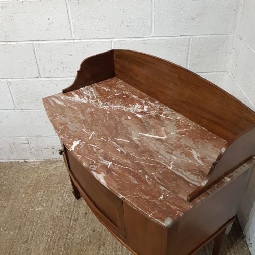 A VICTORIAN BOW FRONTED MARBLE TOPPED WASH STAND C1880 - ADDITIONAL PHOTO 4