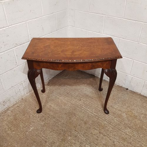 A Burr Walnut Bow Fronted Side / Console Table C1920