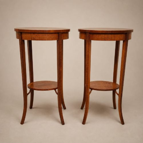A Pair of Oval Walnut Side / Lamp Tables C1920