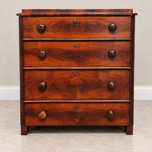 A Victorian Mahogany Biedermeier 4 Height Chest of Drawers C1860