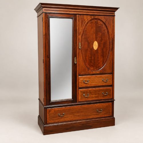 An Edwardian Mahogany Combination Wardrobe C1900