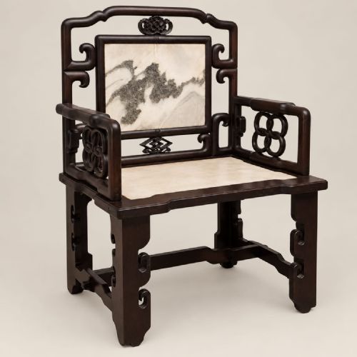A Chinese Hardwood and Marble Chair C1900