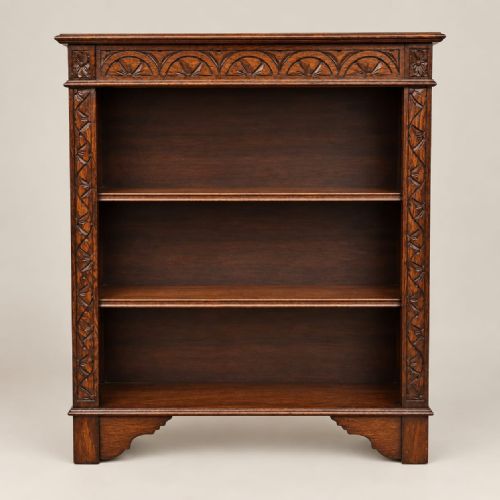 A Carved Oak Open Bookcase C1920