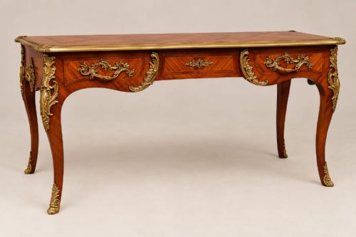 An Antique French Kingwood Bureau Plat Writing Desk Ormolu Louis XV C1880