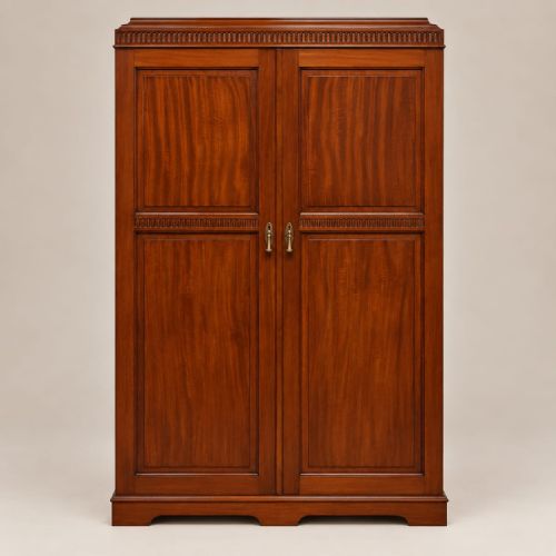 AN EDWARDIAN MAHOGANY DOUBLE WARDROBE C1900