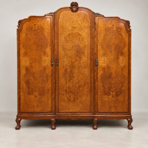 A Burr Walnut Triple Wardrobe C1920