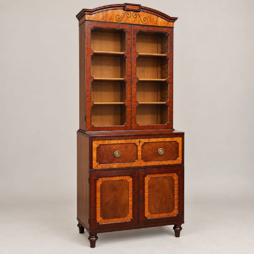 A Mahogany and Satinwood Secretaire Bookcase C1800