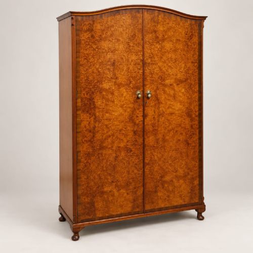 A Burr Walnut Double Wardrobe C1920