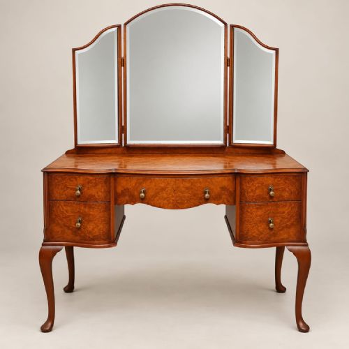 A Serpentine Shaped Burr Walnut Dressing Table C1920