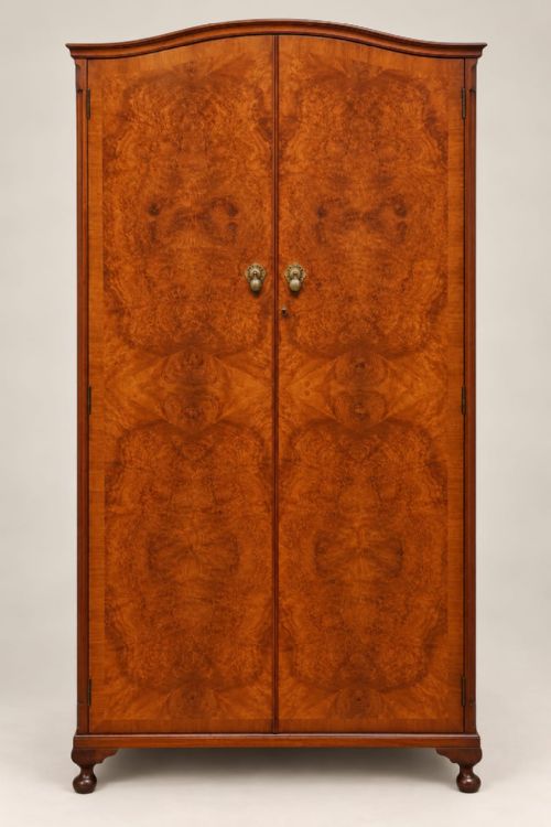 A Burr Walnut Small Fitted Wardrobe C1920