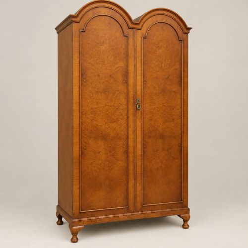 A Burr Walnut Dome Topped Double Wardrobe C1920
