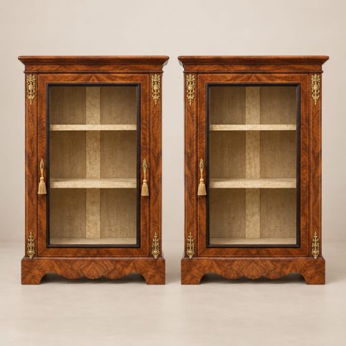 A Pair of Victorian Burr Walnut Pier Cabinets C1880