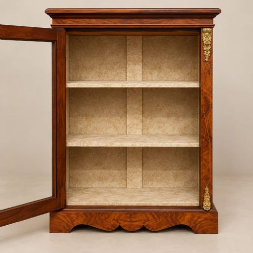 fig 1. A PAIR OF VICTORIAN BURR WALNUT PIER CABINETS C1880
