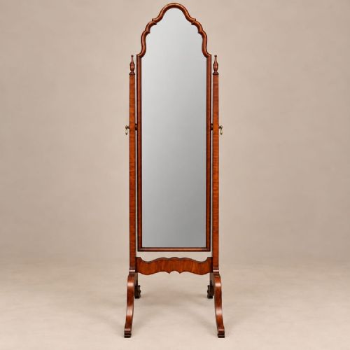 A Burr Walnut Cheval Mirror C1920