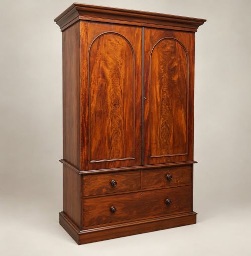 A Victorian Mahogany Double Wardrobe C1880