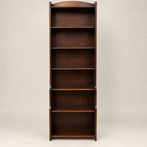 A Tall Narrow Waterfall Oak Bookcase C1920