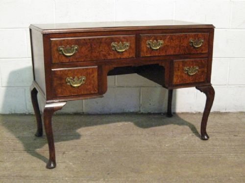 Antique Edwardian Mahogany & Walnut Lowboy Desk