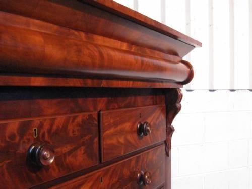 fig 1. FANTASTIC VICTORIAN FLAMED MAHOGANY SCOTCH CHEST OF DRAWERS C1880