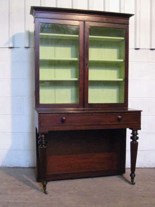 Antique Regency Mahogany Library Bookcase Desk C1800